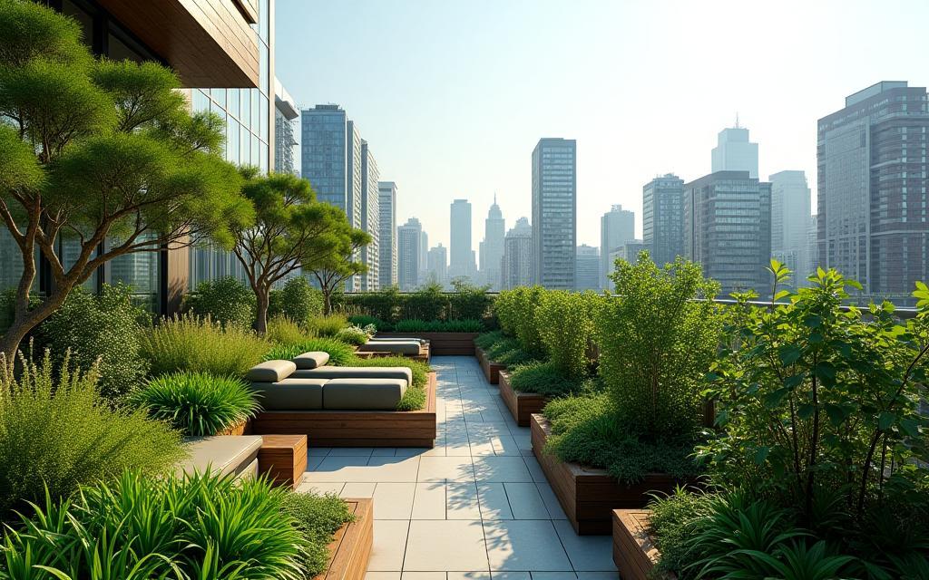 Lush urban garden rooftop in Seoul