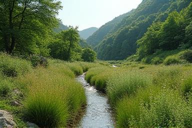 Natural ecological restoration area with native Korean plants
